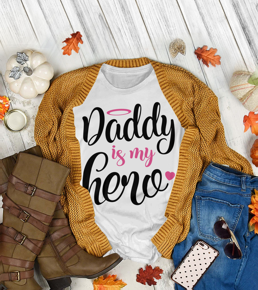 Daddy Is My Hero Heart Halo T-Shirt