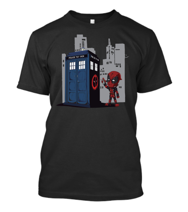 Deadpool Graffiti On TARDIS T-Shirt