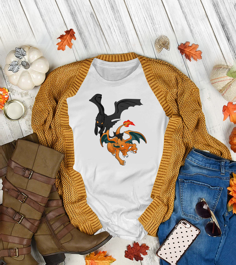 Charizard Toothless Dragon Duel Collide Battle T-Shirt