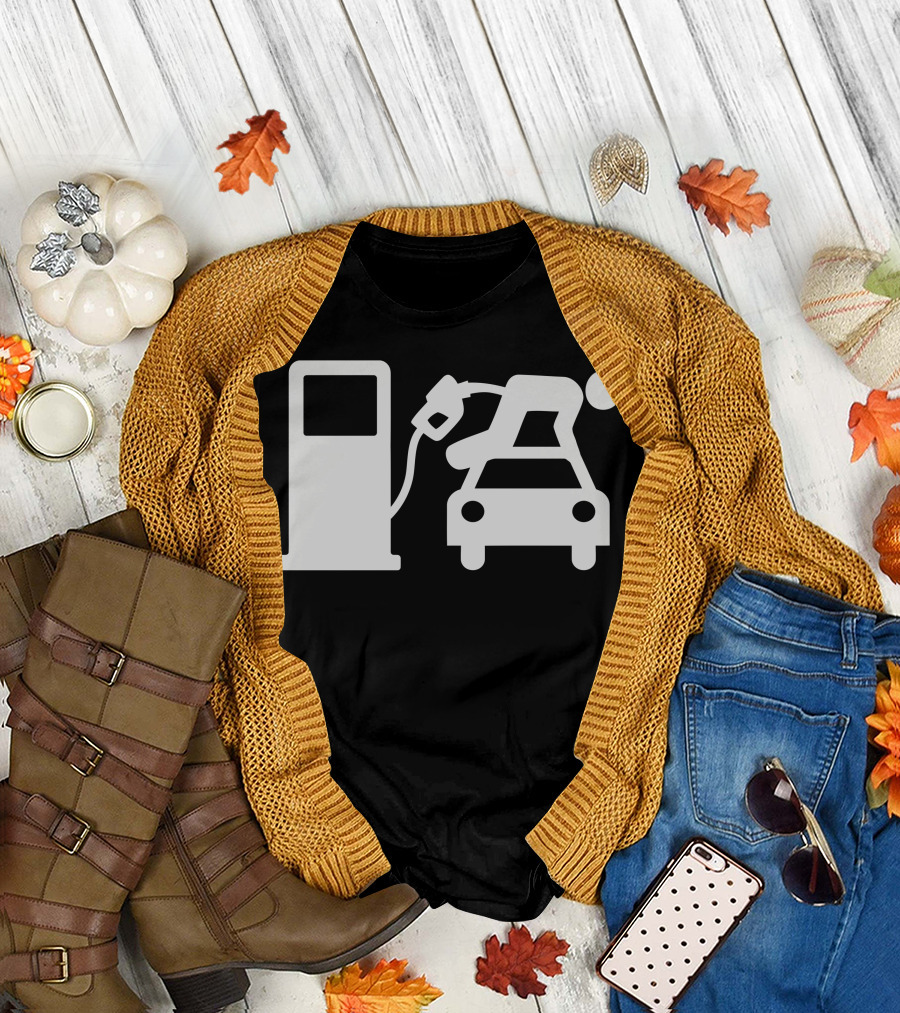 Dtc Gas Pumping Humor Stick Figure Car T-Shirt
