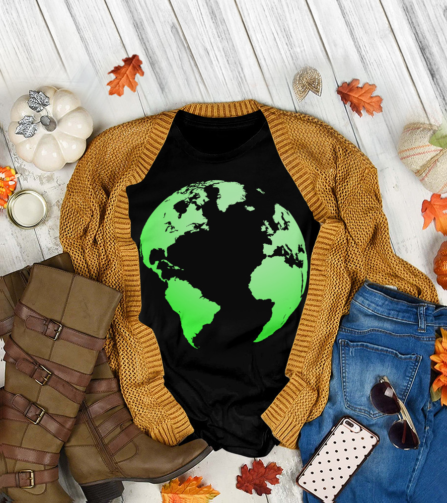 Earth Themed Green Globe T-Shirt