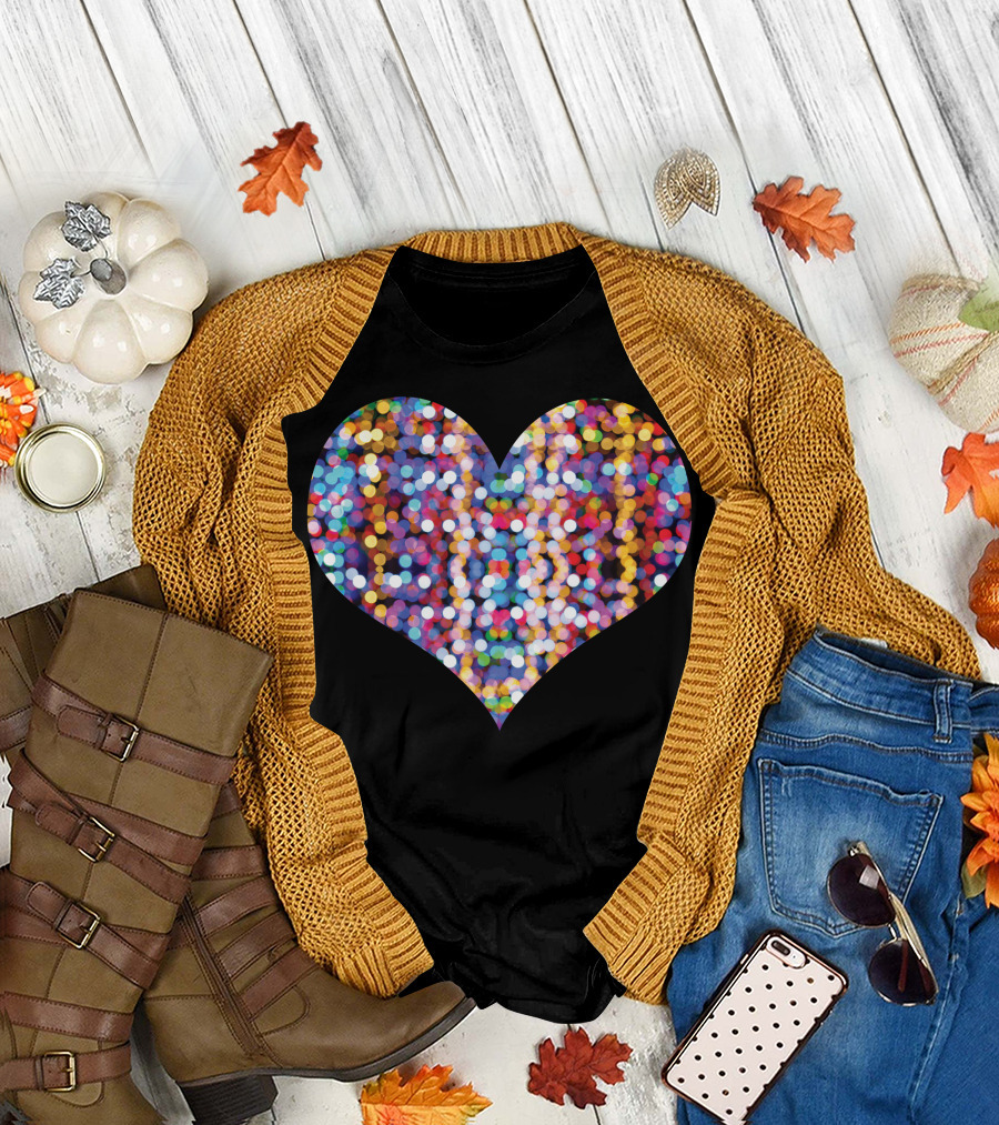 Heart Vibrant Colorful Bokeh T-Shirt