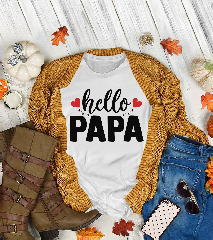 Hello Papa Hearts T-Shirt