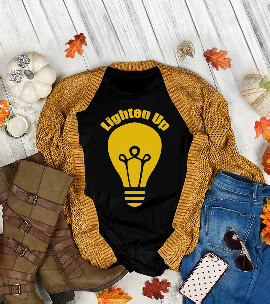 Lighten Up Yellow Lightbulb Positive Vibes T-Shirt
