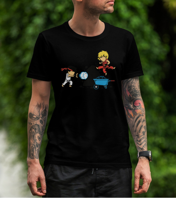 Part Time Job Rock Construction Hadouken Karate Fighters Wheelbarrow T-Shirt