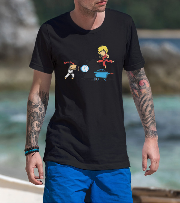 Part Time Job Rock Construction Hadouken Karate Fighters Wheelbarrow T-Shirt