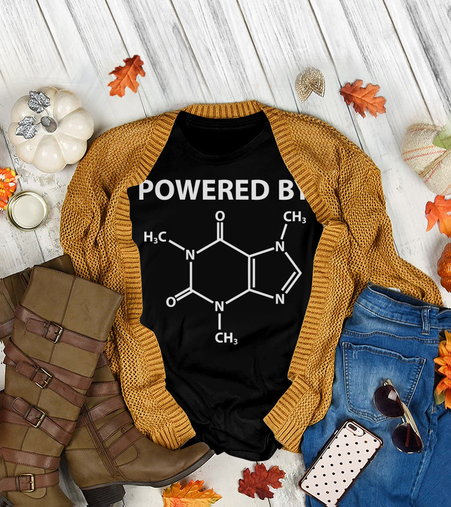 Powered By Caffeine Molecule H3C CH3 Chemical Structure T-Shirt