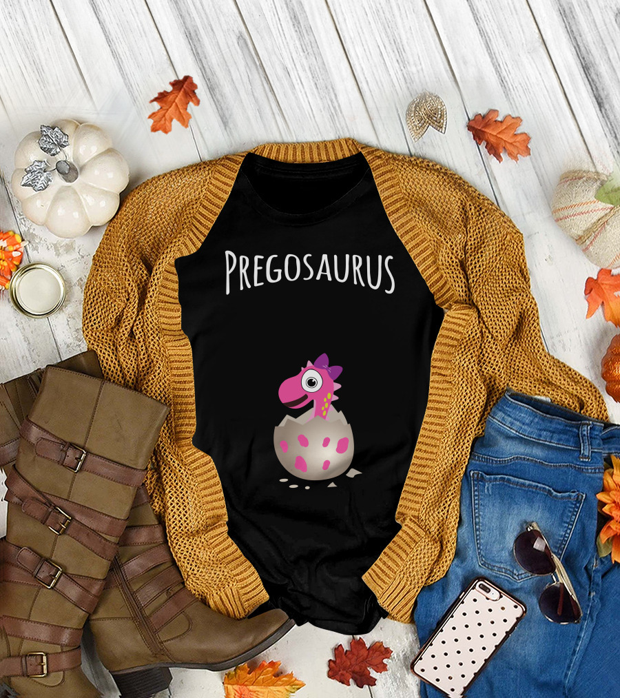Pregosaurus Dino Baby Hatchling with Pink Bow T-Shirt