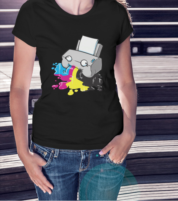 Puker Printer Rainbow Ink Spill T-Shirt