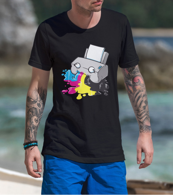 Puker Printer Rainbow Ink Spill T-Shirt