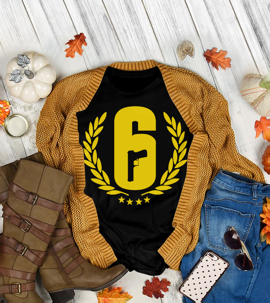 Rainbow Six Siege Yellow Gun Laurel 6 Stars T-Shirt