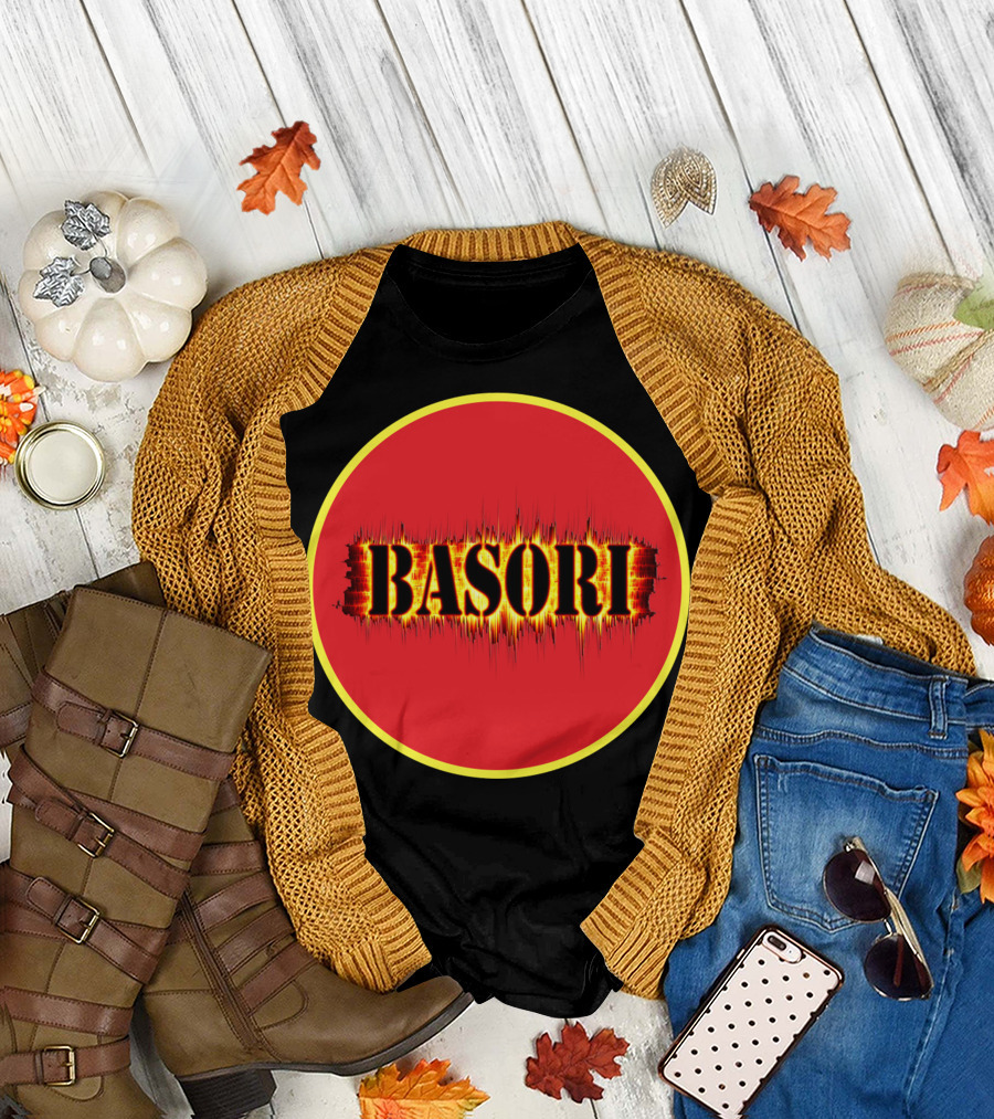 BASORI Red Fire Sound Wave Circle T-Shirt