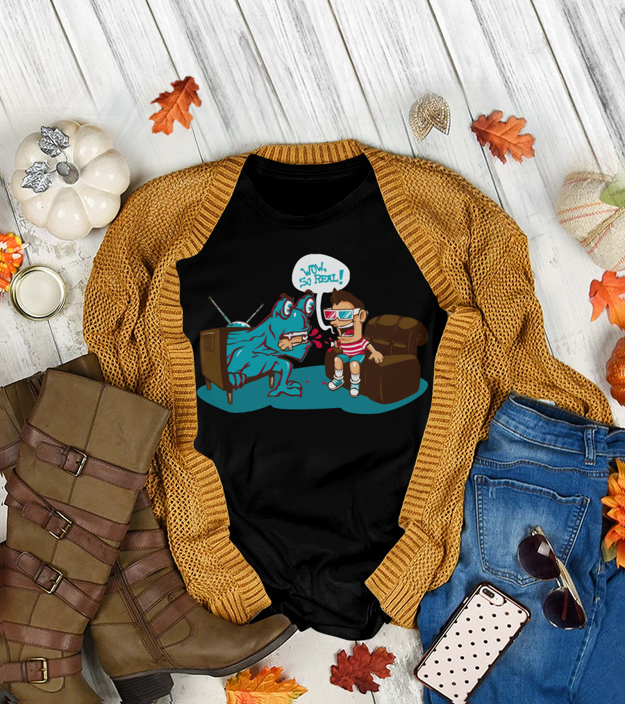 3D Wow So Real Retro Kids TV Adventure T-Shirt