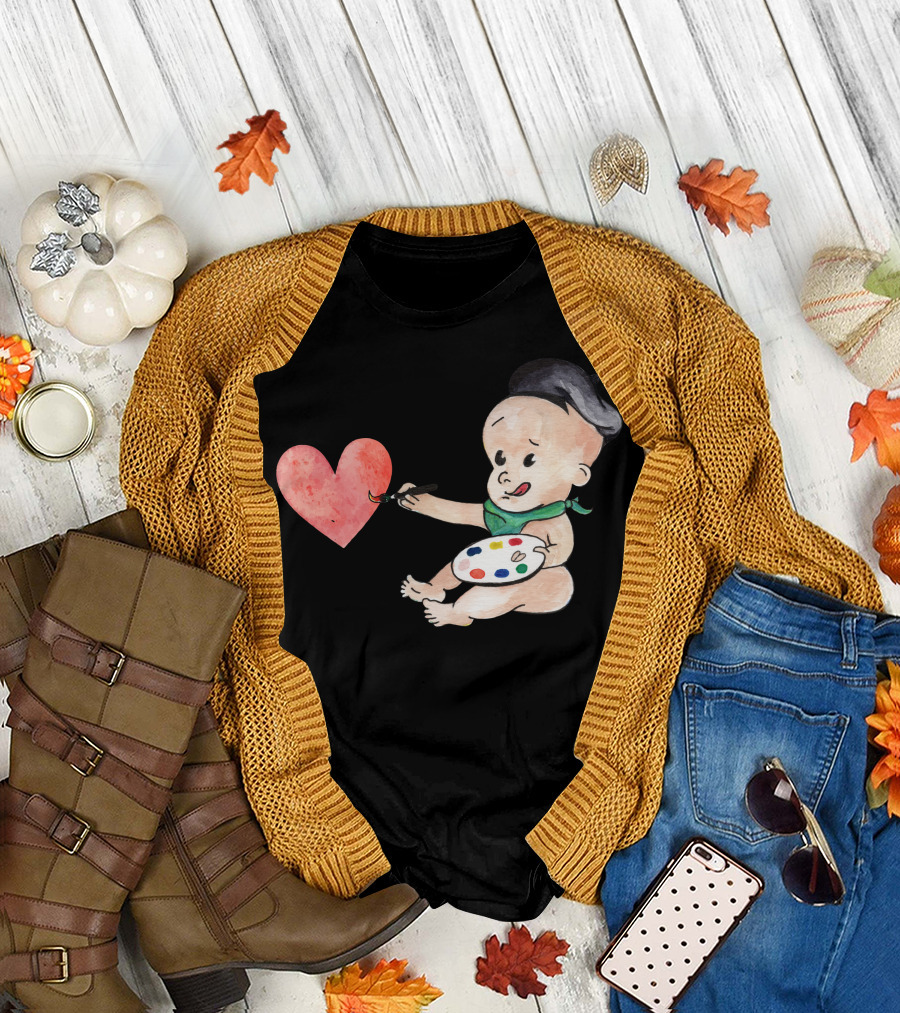 Cute Painter Heart Palette Baby Artist T-Shirt