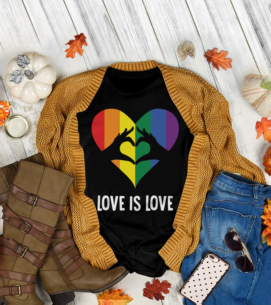 Love Is Love Heart Rainbow Hands T-Shirt
