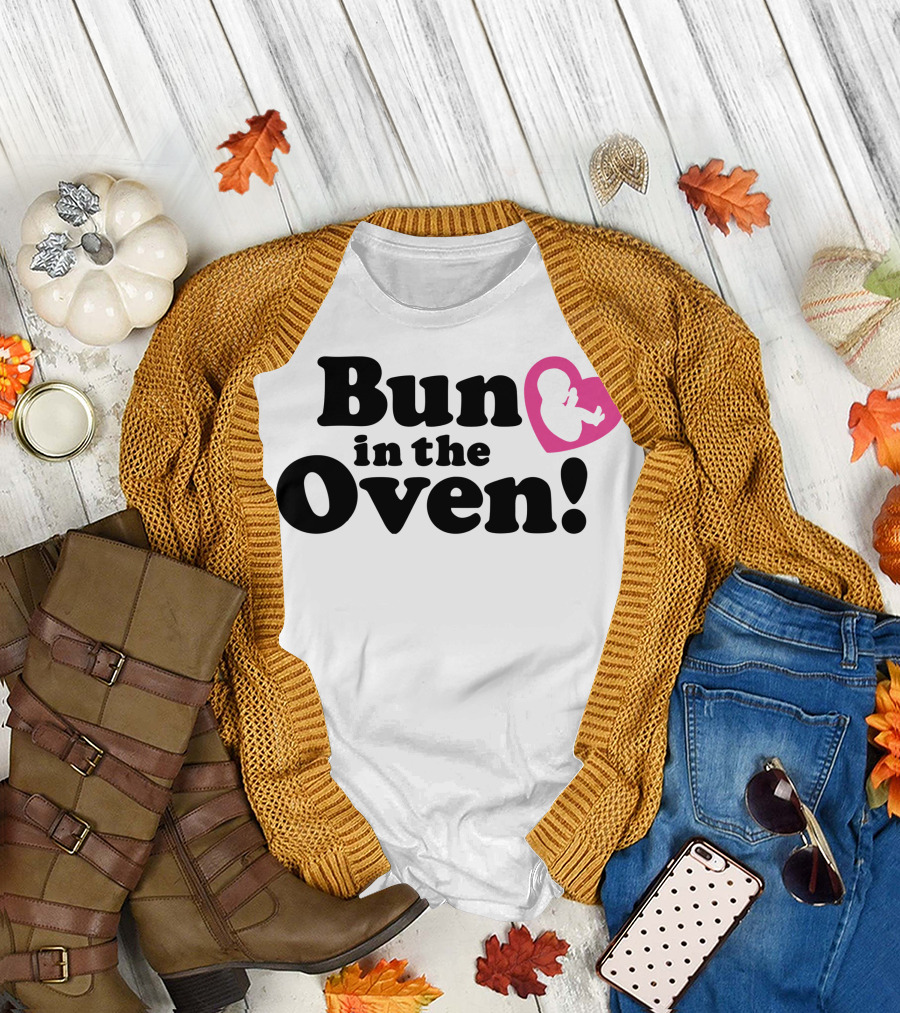 Bun in the Oven with Heart T-Shirt