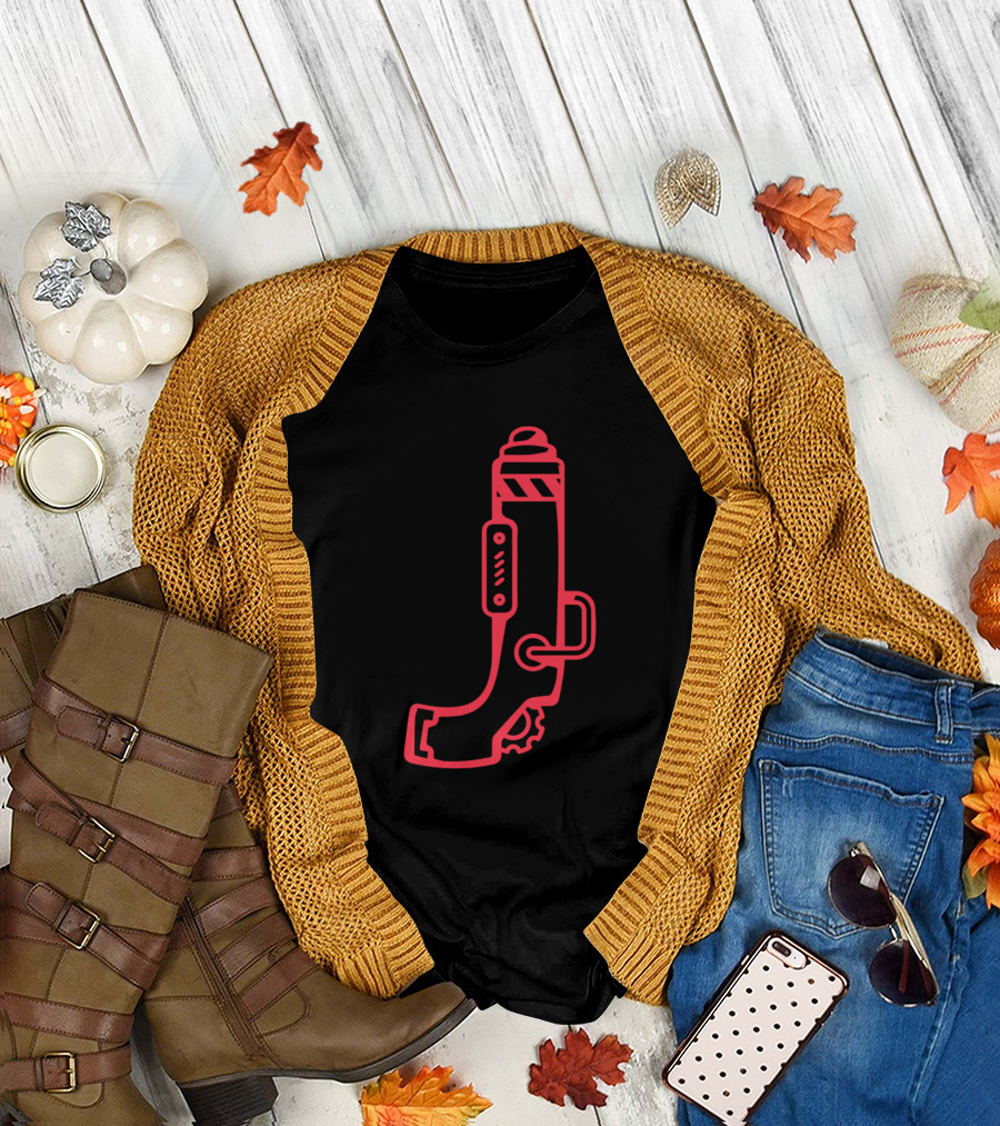 Letter J Tech Futuristic Red Gadget T-Shirt