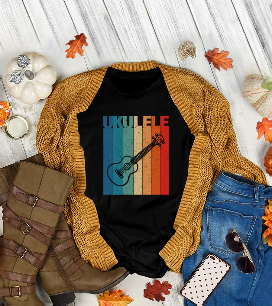 Ukulele Retro Stripes T-Shirt