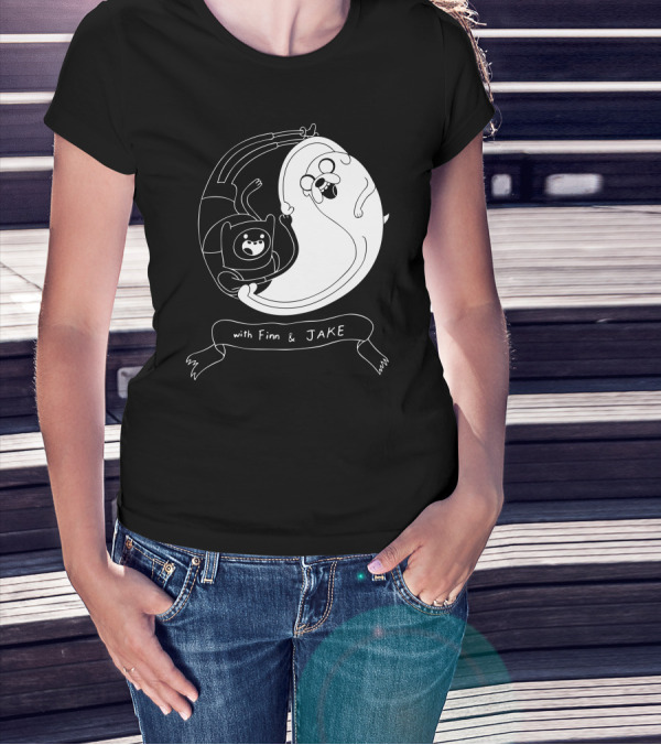Adventure Tao With Finn And Jake Yin Yang T-Shirt