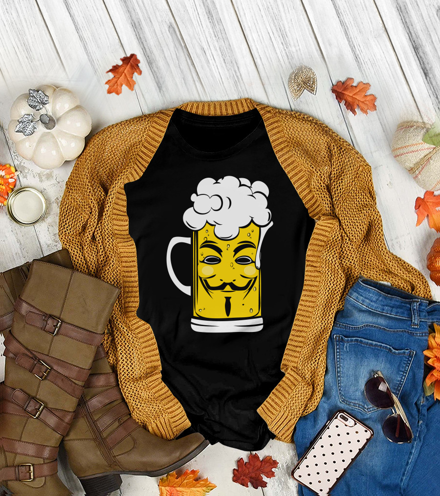Anony Mousse V for Vendetta Guy Fawkes Beer Mug T-Shirt