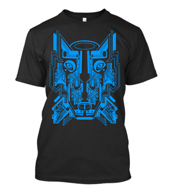 Circuit Wolf Cyber Tech Blue Face T-Shirt