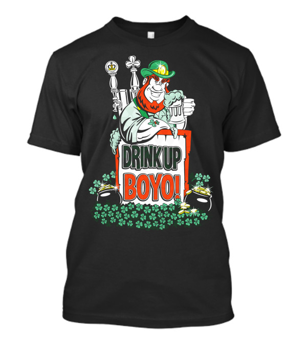 Drink Up Boyo Leprechaun Shamrock Beer Mug Brew T-Shirt