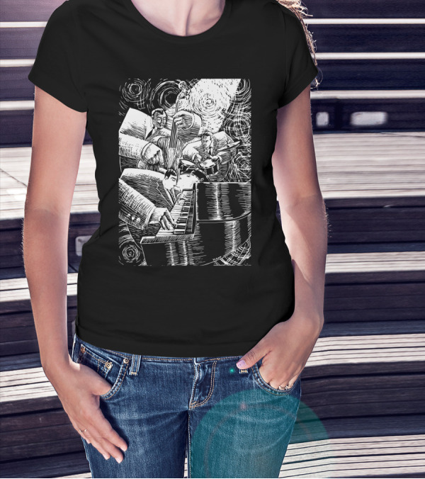 Jazz Combo Trio With Piano, Bass, And Drums Swirl T-Shirt