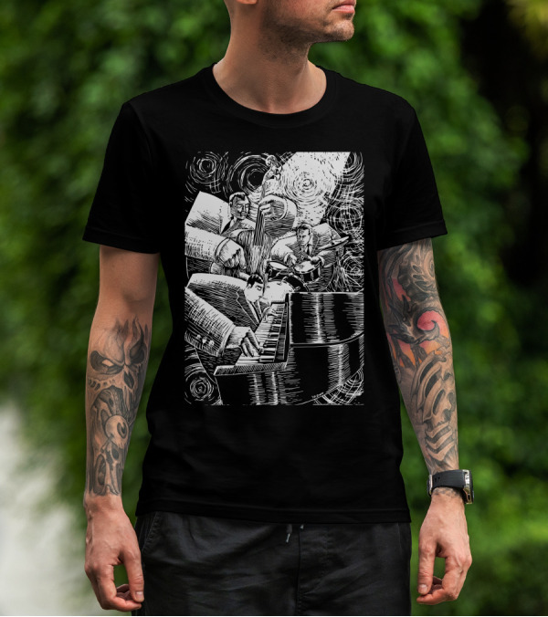 Jazz Combo Trio With Piano, Bass, And Drums Swirl T-Shirt