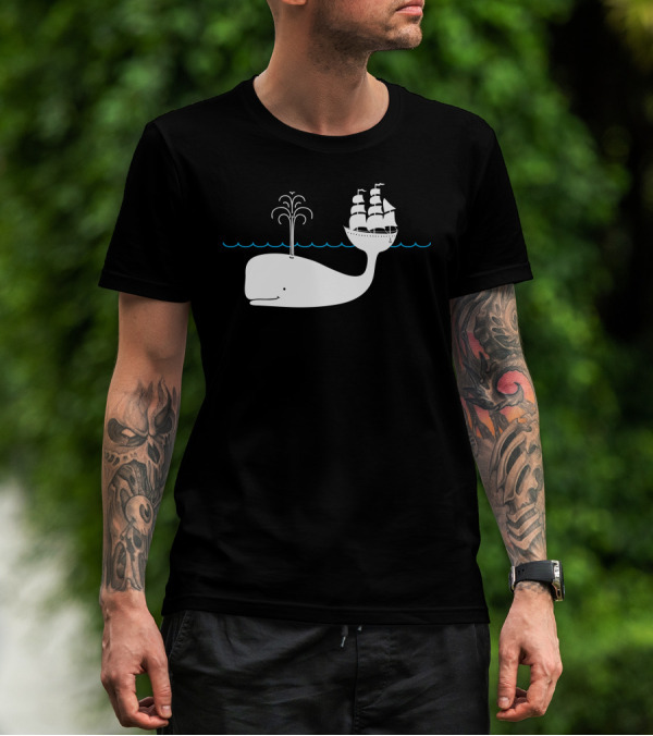 Moby In The Sea Sailing Whale Iconic Nautical Adventure T-Shirt