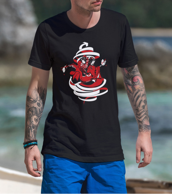 Msg To Go Spiraling Geisha Duo With Masks And Ribbons T-Shirt