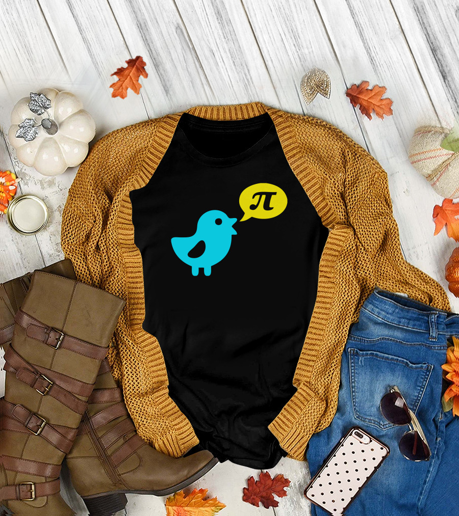 Nerd Bird Pi Symbol Speech Bubble Cartoon T-Shirt