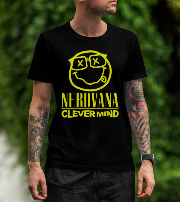 Nerdvana Clever Mind Smiley Face Glasses Image T-Shirt