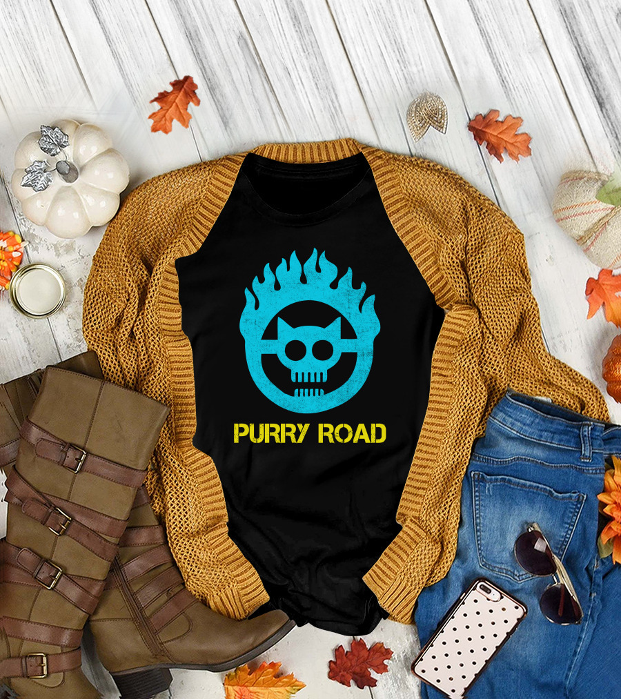Purry Road Mad Max Cat Skull Flame T-Shirt