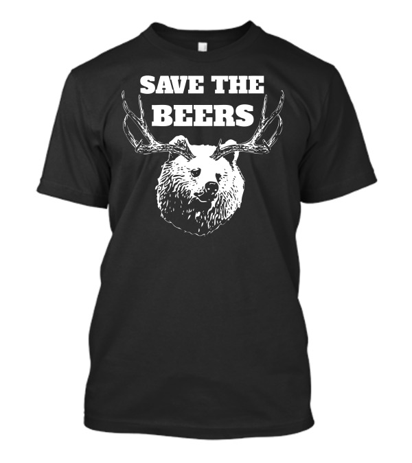 SAVE THE BEERS Bear With Antlers T-Shirt