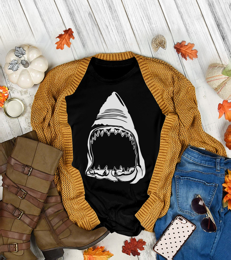 Shark Jaws Face Open Mouth T-Shirt