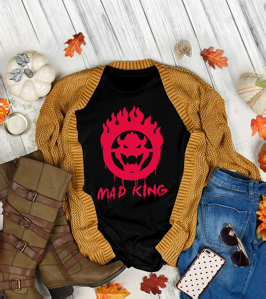 Mad King Flaming Icon with Bold Red T-Shirt