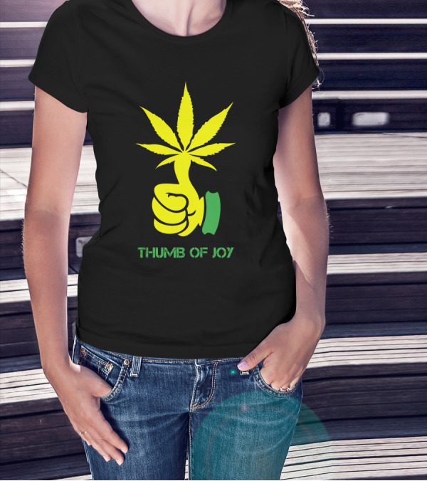 Thumb Of Joy Green Thumb Weed Leaf T-Shirt