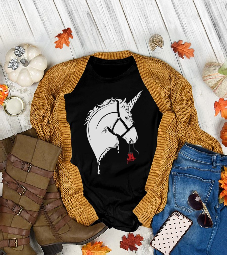 Unicorn In Love Dripping Elegance with Red Rose T-Shirt