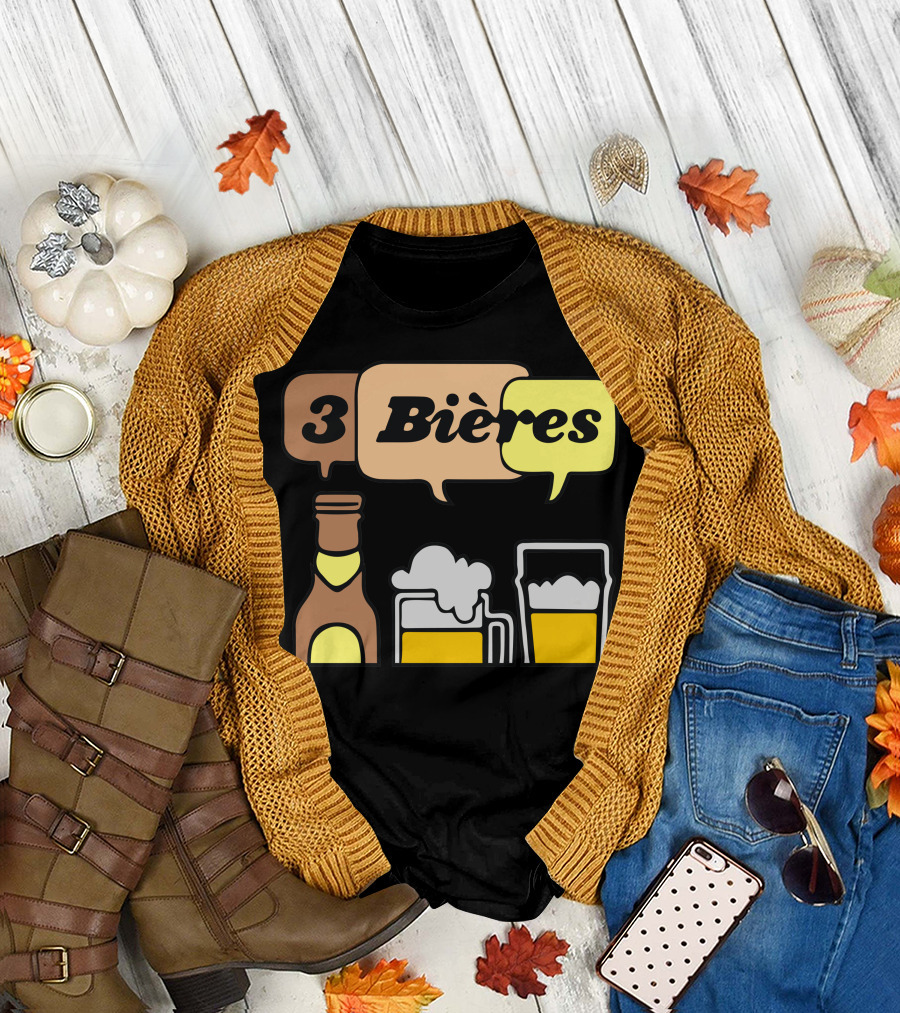 3 Bières Speech Bubbles and Beer Glasses T-Shirt