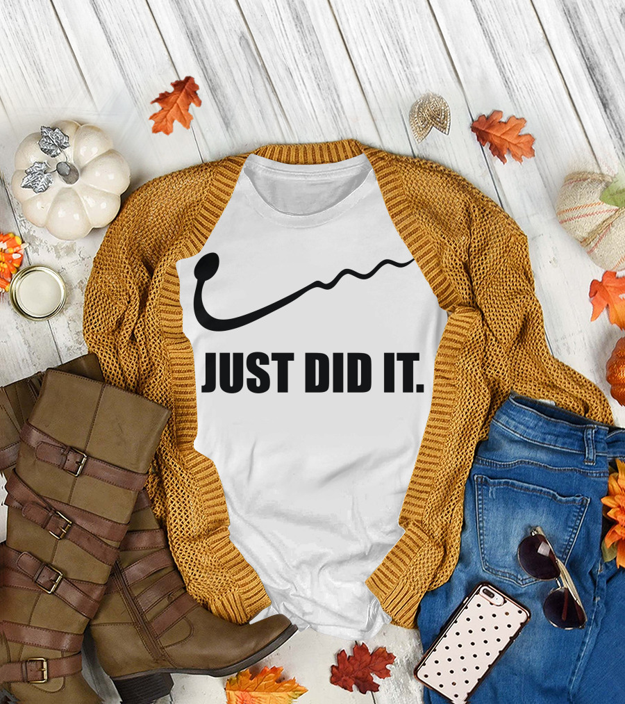 Just Did It Sperm Motif T-Shirt
