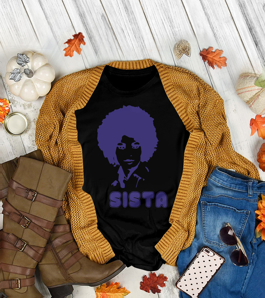 Sista Iconic Afro Silhouette in Blue T-Shirt