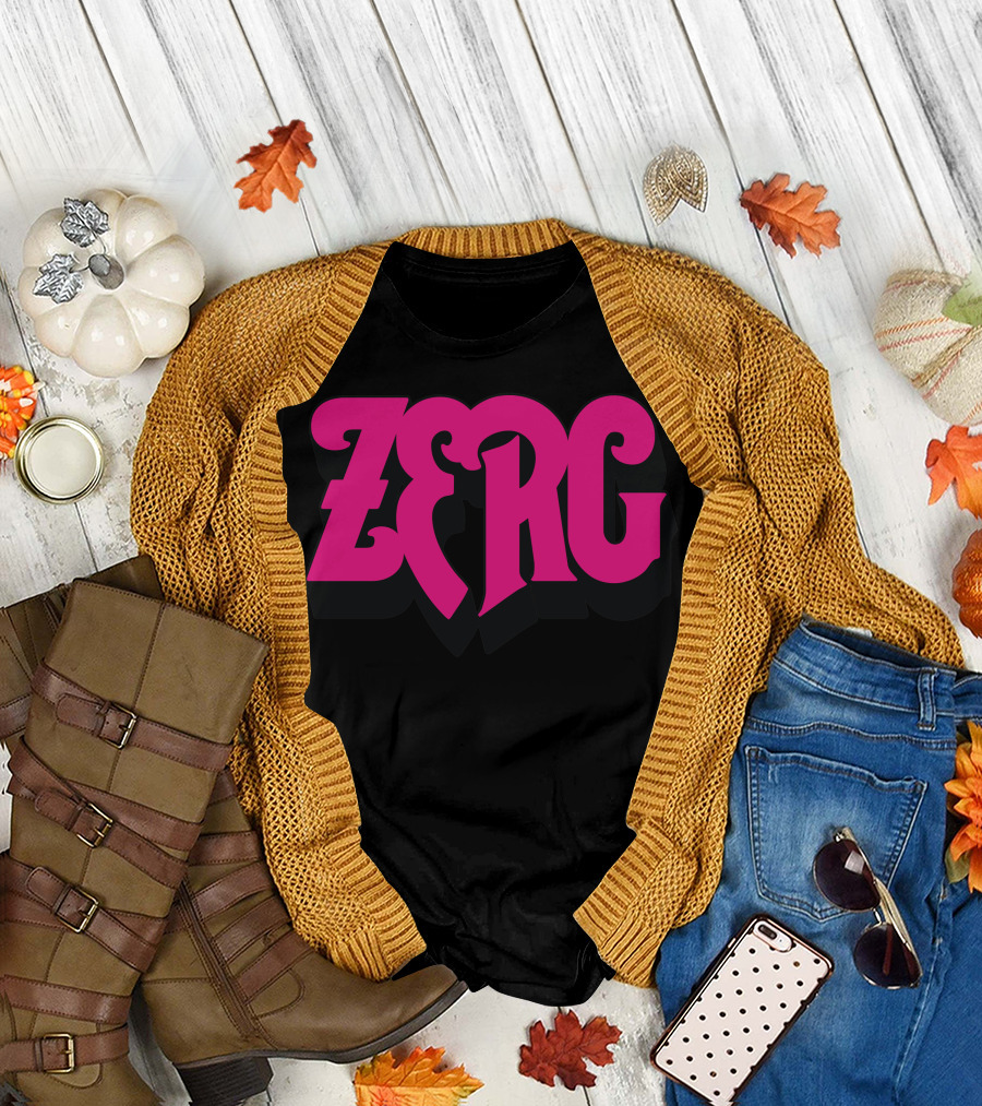 Zerg Rush Bold Pink Typography T-Shirt