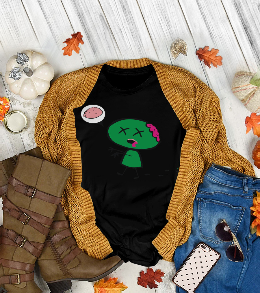 Zombie Craving Cartoon Brain T-Shirt