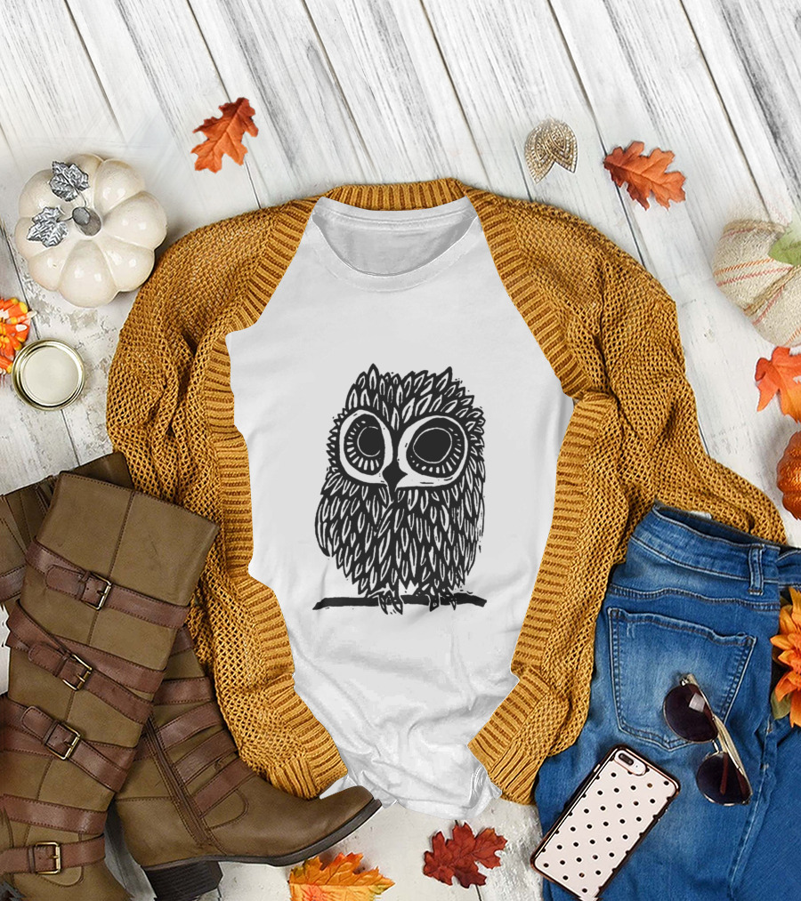 Owl On Athletic T-Shirt