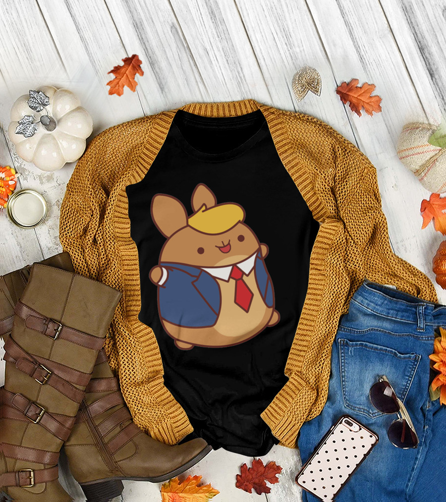 Chubby Thump Cartoon Hamster in Suit and Tie with Blonde Hair T-Shirt