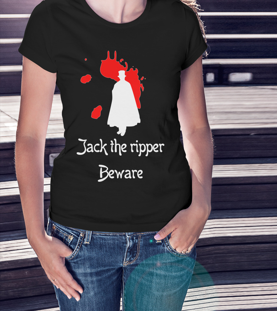 Jack The Ripper Beware Silhouette With Blood Splatter T-Shirt