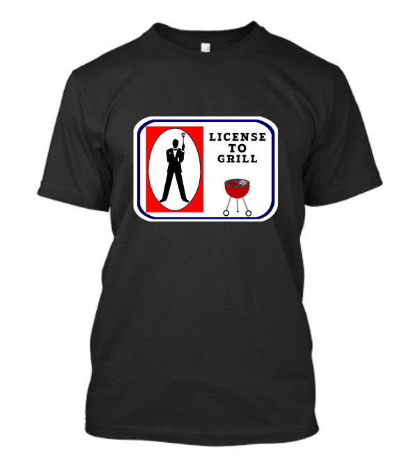 License To Grill BBQ Agent Parody With Bond Silhouette And Grill T-Shirt