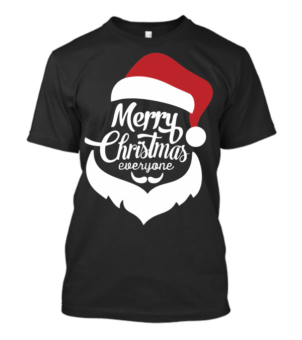 Merry Christmas Everyone Red Santa Hat And Beard T-Shirt