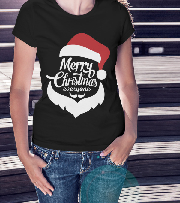 Merry Christmas Everyone Red Santa Hat And Beard T-Shirt