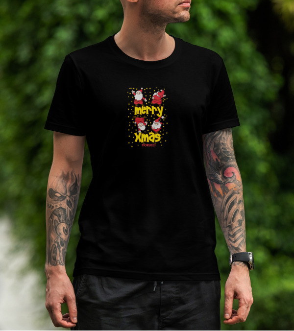 Merry Xmas Fiorucci Santa Claus Stars T-Shirt